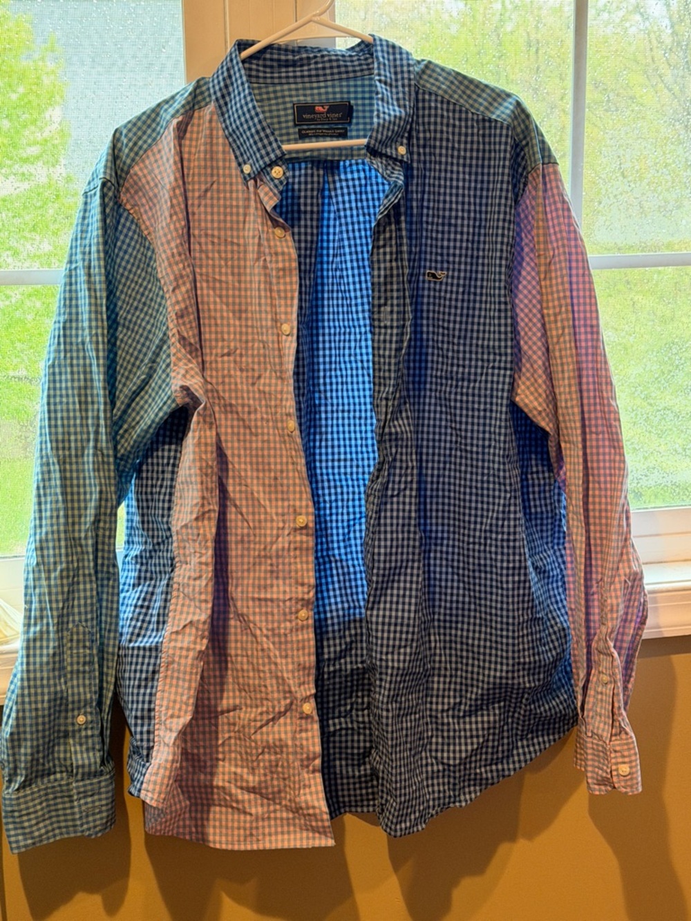 Vineyard Vines Patchwork Gingham Button-Down in Blue, Navy, Pink & Green